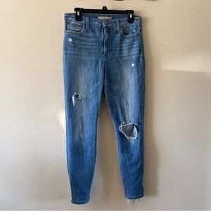 Joe’s Jeans High Rise Skinny Ankle Distressed Raw Hem Blue Denim Jeans size 29